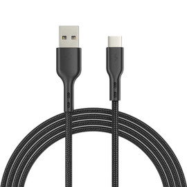 10 ft. High-Speed 3A Braided USB-C to USB-A Charge & Sync Cable - Black