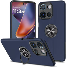 Military Grade 360 Rotating Ring Grip Hybrid Case for Motorola Moto G 2025 - Blue