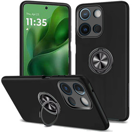 Military Grade 360 Rotating Ring Grip Hybrid Case for Motorola Moto G Power 2025 - Black