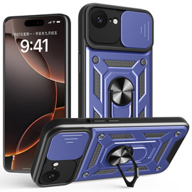Superior Series Hybrid Case with Ring Grip and Camera Lens Cover for iPhone 16e - Blue