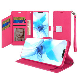 Extra Series Essential Leather Wallet Stand Case for iPhone 16e - Pink