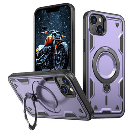 Military Grade MagSafe Hybrid Case with Kickstand Ring Holder for iPhone 16e / 14 / 13 - Purple