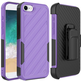 Military Grade Noble Hybrid Armor Case with Belt Clip Holster for iPhone 16e - Purple