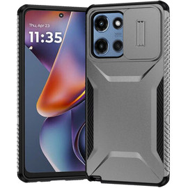 Combat Tough Series Hybrid Case with Camera Lens Cover for Motorola Moto G 2025 - Grey