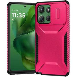 Combat Tough Series Hybrid Case with Camera Lens Cover for Motorola Moto G Power 2025 - Hot Pink