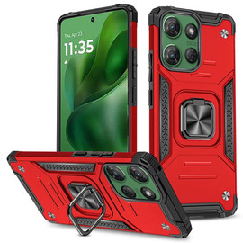 Military Grade Robust Series Dual Layer Hybrid Case with Ring Grip for Motorola Moto G Power 2025 - Red