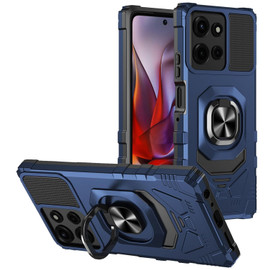 Military Grade Robotic Series Hybrid Case with Ring Grip for Motorola Moto G 2025 - Blue