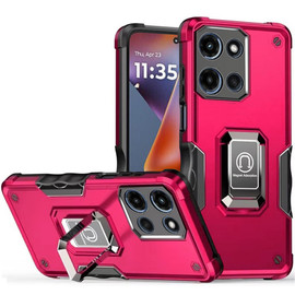 Military Grade Shockproof Hybrid Armor Case with Ring Grip for Motorola Moto G 2025 - Hot Pink