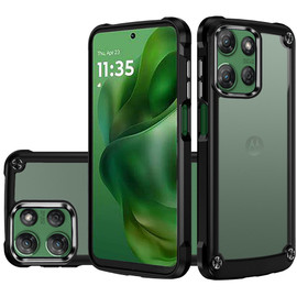 Military Grade Tough Shield Snap-on Transparent Case for Motorola Moto G Power 2025 - Black