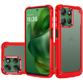 Military Grade Tough Shield Snap-on Transparent Case for Motorola Moto G Power 2025 - Red