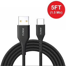 5 ft PD USB-C to USB-A High-Speed Charge & Sync Nylon Braided Cable - Black