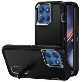 Military Grade Certified TUFF Hybrid Armor Case with Kickstand for Motorola Moto G 2025 - Black