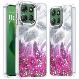 Feather Series Epoxy Glitter Hybrid Case for Motorola Moto G Power 2025 - Hot Pink
