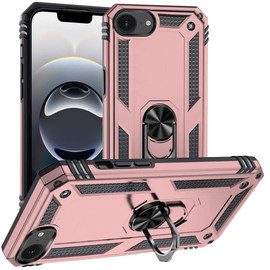 Military Grade Hybrid Case with Ring Grip for iPhone 16e - Rose Gold