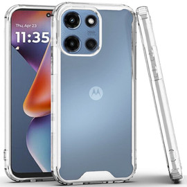 Shockproof Fusion Shield Tough Snap-on Case for Motorola Moto G 2025 - Clear