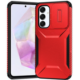 Combat Tough Series Hybrid Case with Camera Lens Cover for Samsung Galaxy A36 5G - Red
