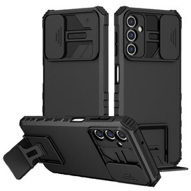 Military Grade Camera Privacy Cover Hybrid Case with Kickstand for Samsung Galaxy A36 5G - Black