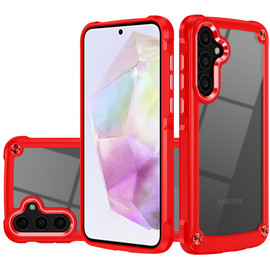 Military Grade Tough Shield Snap-on Transparent Case for Samsung Galaxy A36 5G - Red