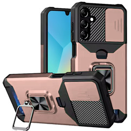 Military Grade All-In-One Ring Stand Card Case for Samsung Galaxy A36 5G - Rose Gold