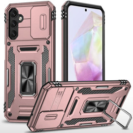 Military Grade Ring Holder Case with Camera Lens Cover for Samsung Galaxy A36 5G - Rose Gold