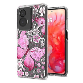Butterfly Series Dual Layer Transparent Hybrid Case for Motorola Moto G 2025 - Pink