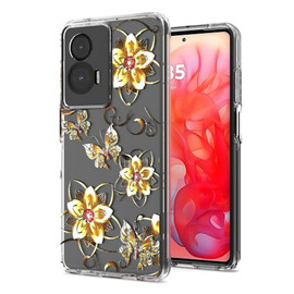 Butterfly Series Dual Layer Transparent Hybrid Case for Motorola Moto G 2025 - Golden