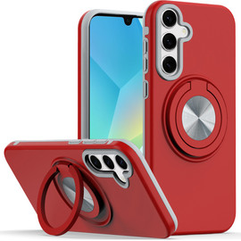 Circular Series Hybrid Case with Rotating Ring Stand for Samsung Galaxy A16 5G - Red