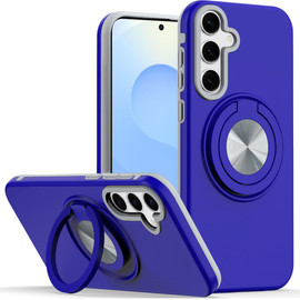 Circular Series Hybrid Case with Rotating Ring Stand for Samsung Galaxy S25 Plus - Blue