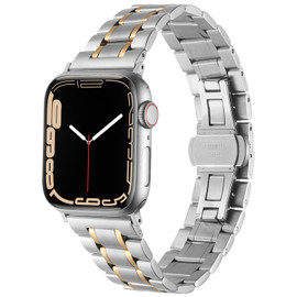 Sloan Stainless Steel Link Band for Apple Watch 49mm / 46mm / 45mm / 44mm - Silver Rose Gold