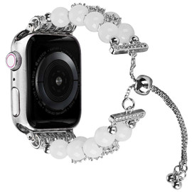 Pearl and Diamond Bracelet Band for Apple Watch 49mm / 46mm / 45mm / 44mm - White