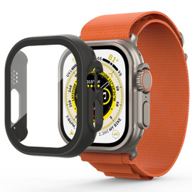 Defense Case with Integrated Tempered Glass Screen Protector for Apple Watch 49mm Ultra / Ultra 2 - Black