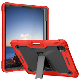Shockproof Rugged Hybrid Armor Case with Kickstand for iPad Pro 13-inch (M4) - Red