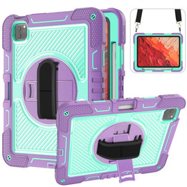 Military Grade 3-IN-1 Hybrid Armor Case with Hand and Shoulder Strap for iPad Pro 13-inch (M4) - Purple Teal