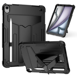 Military Grade Drop Proof Rugged Hybrid Armor Case with Kickstand for iPad Air 11-inch (M3/M2) - Black