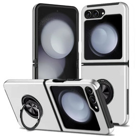 360 Rotating Ring Grip Hybrid Case for Samsung Galaxy Z Flip 6 - Silver