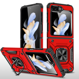 Robust Series Dual Layer Hybrid Case with Ring Grip for Samsung Galaxy Z Flip 6 - Red