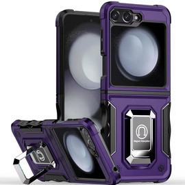 Military Grade Shockproof Hybrid Armor Case with Ring Grip for Samsung Galaxy Z Flip 6 - Purple