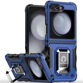 Military Grade Shockproof Hybrid Armor Case with Ring Grip for Samsung Galaxy Z Flip 6 - Blue