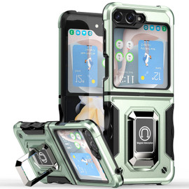 Military Grade Shockproof Hybrid Armor Case with Ring Grip for Samsung Galaxy Z Flip 6 - Green
