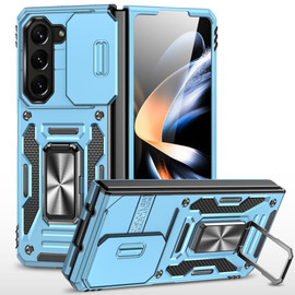 Military Grade Ring Holder Case with Camera Lens Cover for Samsung Galaxy Z Fold 6 - Light Blue