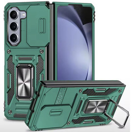 Military Grade Ring Holder Case with Camera Lens Cover for Samsung Galaxy Z Fold 6 - Green
