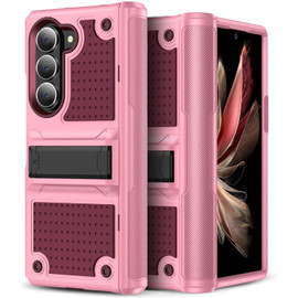 TUFF Hybrid Armor Case with Hinge Protection and Kickstand for Samsung Galaxy Z Fold 6 - Pink