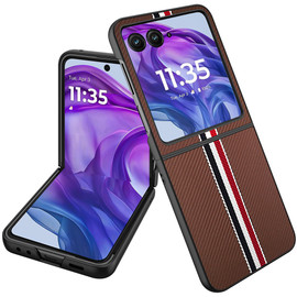 Carbon Fiber Series Protective Cover for Motorola Razr Plus 2024 - Brown