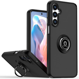 Transparent Hybrid Case with Ring Grip for Samsung Galaxy A26 5G - Black