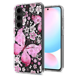 Butterfly Series Dual Layer Transparent Hybrid Case for Samsung Galaxy A26 5G - Pink