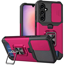 Military Grade All-In-One Ring Stand Card Case for Samsung Galaxy A26 5G - Hot Pink