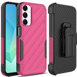 Military Grade Noble Hybrid Armor Case with Belt Clip Holster for Samsung Galaxy A26 5G - Hot Pink