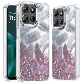 Feather Series Epoxy Glitter Hybrid Case for Motorola Moto G Stylus 2025 - Pink