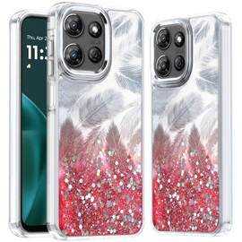 Feather Series Epoxy Glitter Hybrid Case for Motorola Moto G Stylus 2025 - Red