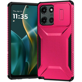 Combat Tough Series Hybrid Case with Camera Lens Cover for Motorola Moto G Stylus 2025 - Hot Pink